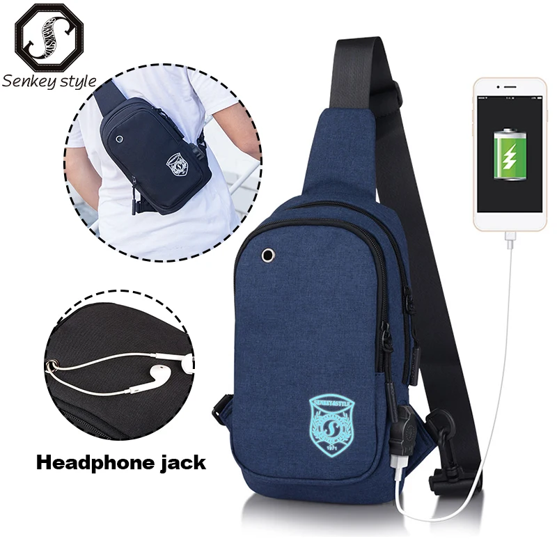 Модная Сумка-Кроссбоди с USB-зарядкой для мужчин спортивная водонепроницаемая