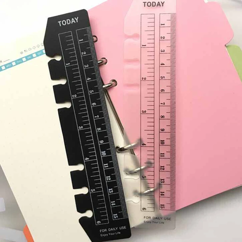 

2pcs/lot Bookmark Rulers PP 6 Holes Ruler For Binder Planner Notebooks,fine Office School Index Ruler Bookmark Notebooks