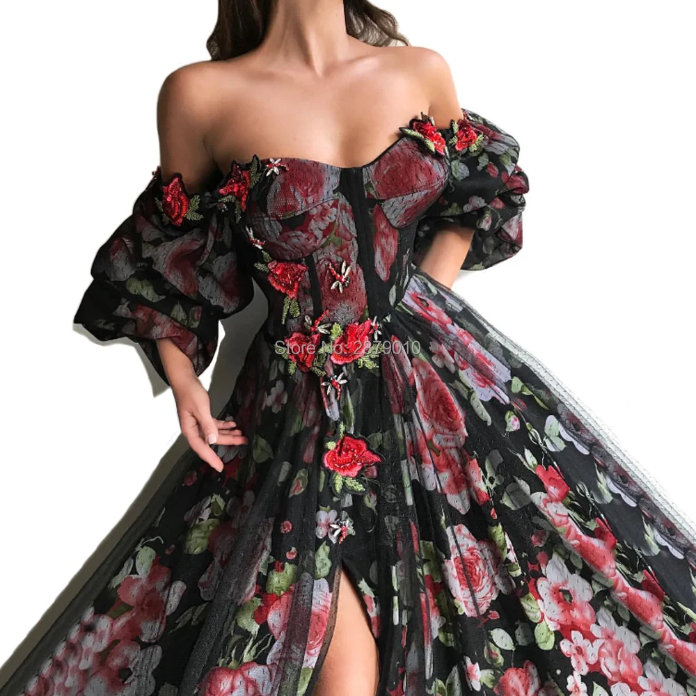 Мусульманское ТРАПЕЦИЕВИДНОЕ Черное длинное вечернее платье с сердечком