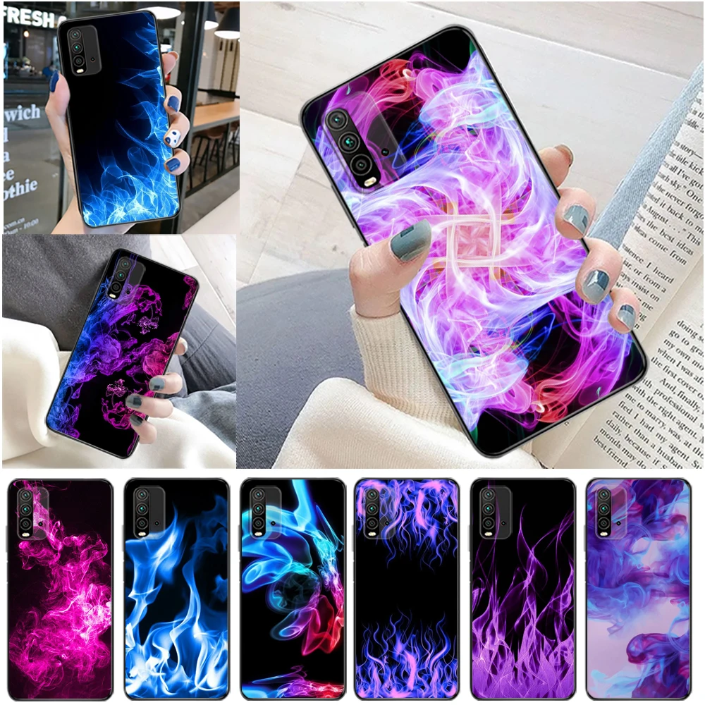 

Fashion Multi-color Flame Phone Case For Xiaomi Redmi K20 K30 K40 Pro Plus Note 9 9T 9S Max 5G Fashion Red Flames Fitted