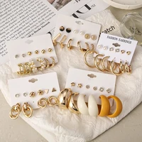 earrings jewelry exquisite acrylic brincos trendy gold silver earrings set geometric circle for women