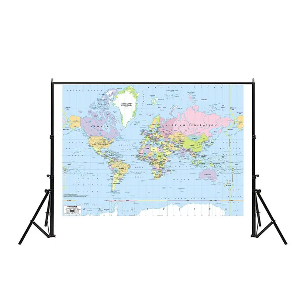 150x225 см карта мира проекция мерктора с речным вырезом Нетканая без национального