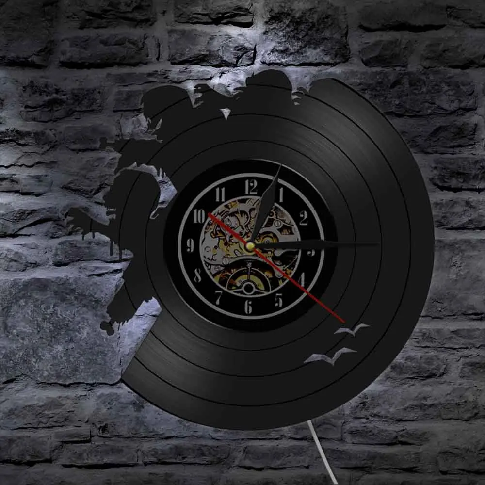 Настенные часы зомби Вспышка Пивоваренная винтажная виниловая запись настенные