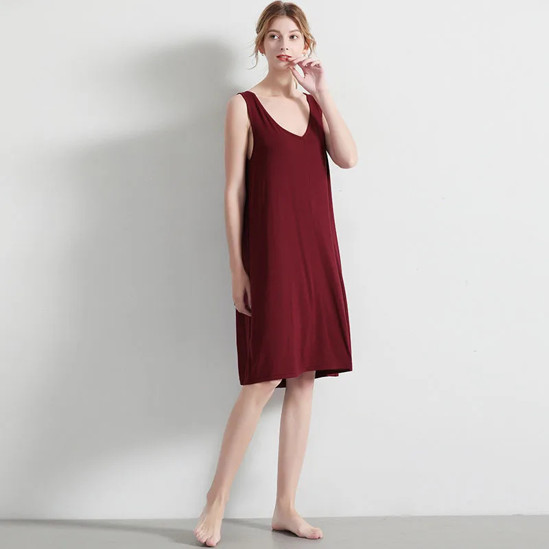 Elifashion новое летнее женское однотонное платье без рукавов домашняя одежда пижамы