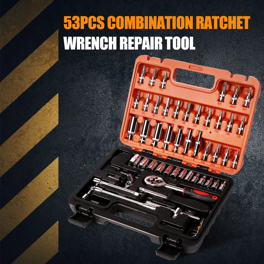 

53pcs Car Repair Combination Tool Convenient Practical User-friendly Design Wrench Set Batch Head Ratchet Socket Spanner