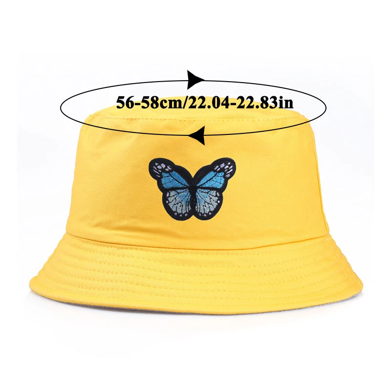 

Butterfly Embroidery Pink Fashion Bucket Hats For Girls Summer Beach Panama Men Caps Women Sun Fishing Outdoor Fishermen's Hat