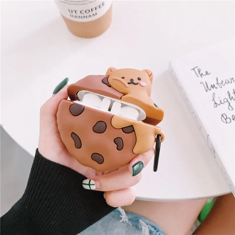 

Silicone Apple Headphone Case for Apple AirPods 1 2 Wireless Charging cute Box with Carabiner Cover for Airpods Pro Case Capa