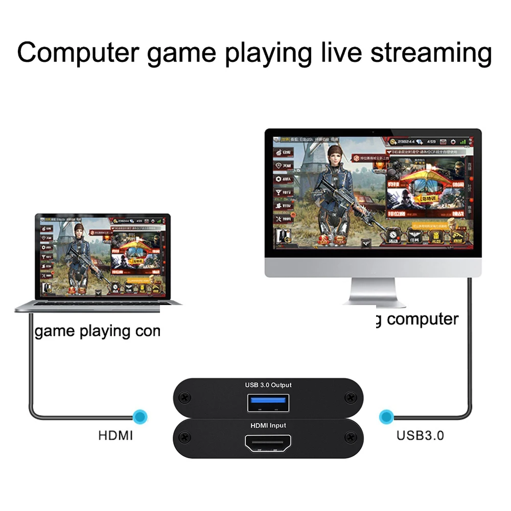 Видеозахват kebidume 1080P HD USB3.0 HDMI-совместим с USB-картой для захвата видео 4K @ 60Hz Dongle