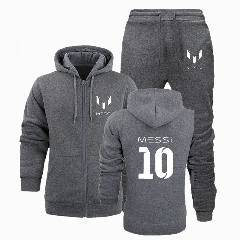 

Messi 10 sweatshirt pants suit men's hooded casual long hooded sweatshirt and long sleeve pullover sportswear top + trousers men