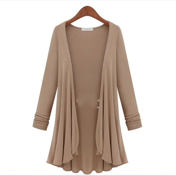

2019 European And American-Style Plus-sized Women Fat Mm Solid Color Plus-size Loose-Fit Slimming Long-Sleeve Cardigan