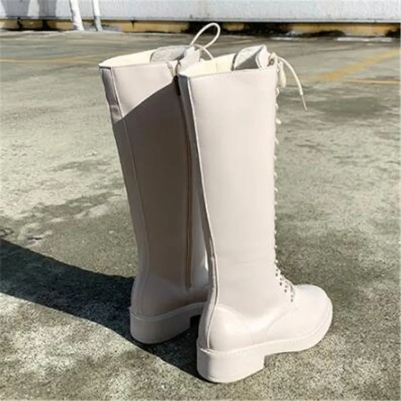 Осенне зимние стильные сапоги до колена женская обувь на высоком каблуке женские