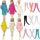 5 шт.лот = 2 цветных шерстяных платья-свитера из чистого хлопка + 3 случайных кружевных чулка, аксессуары, одежда для кукол Барби, игрушек
