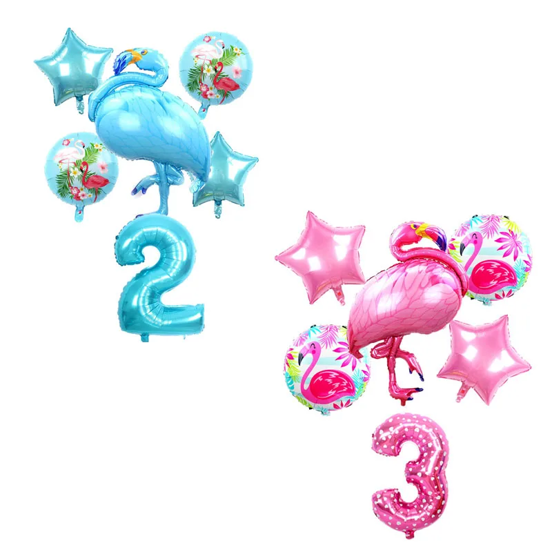 Надувные шары в виде фламинго фольгированные воздушные с цифрами праздничные
