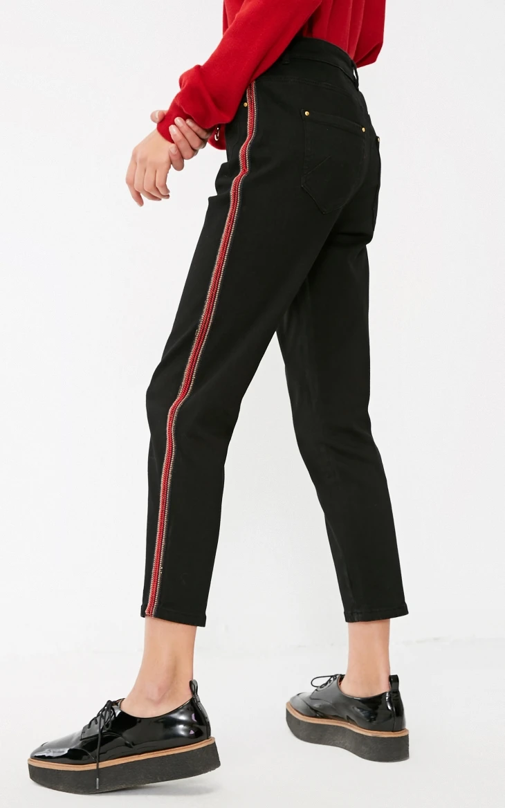 Vero Moda Новые поступления BF стиль боковые полоски прямые джинсы потертые | 318349577