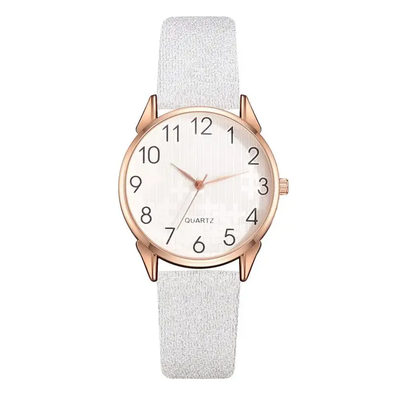 

Frosted Light Color Design Leather Strap Women Watches Fashion Casual Ladies Wristwatches Simple Scale Quartz Female Watch Gifts
