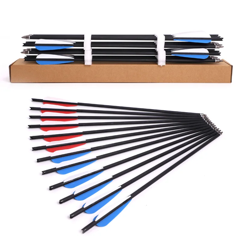 Охотничьи болты для стрельбы из лука 6/12/24 шт. карбоновая стрела арбалета 16/20 дюйма
