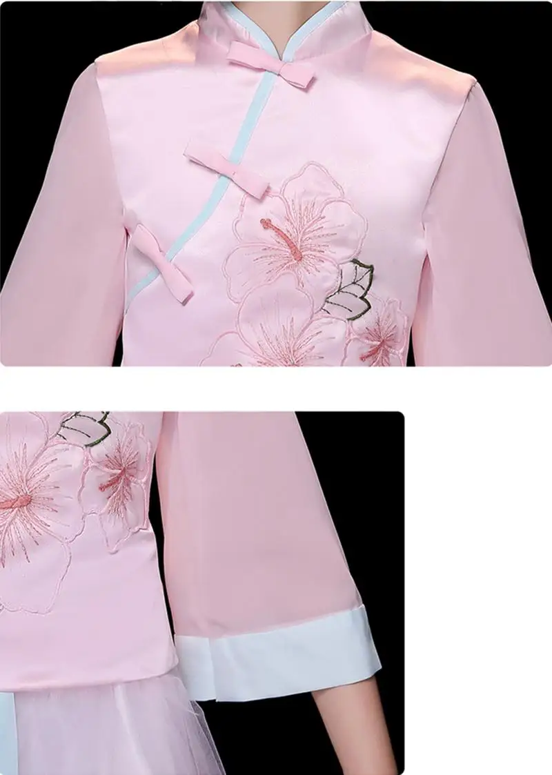 Комплект одежды для мамы и дочки, Qipao Hanfu/ г. Весеннее розовое платье комплект из 2 предметов: топ+ юбка одинаковые комплекты для семьи J57