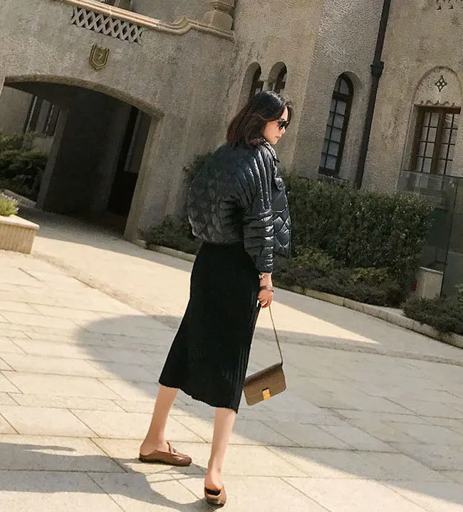 Осенне-зимние эластичные юбки с высокой талией для женщин s Faldas Mujer Moda Jupe вязаные плиссированные юбки женские тонкие юбки на пуговицах