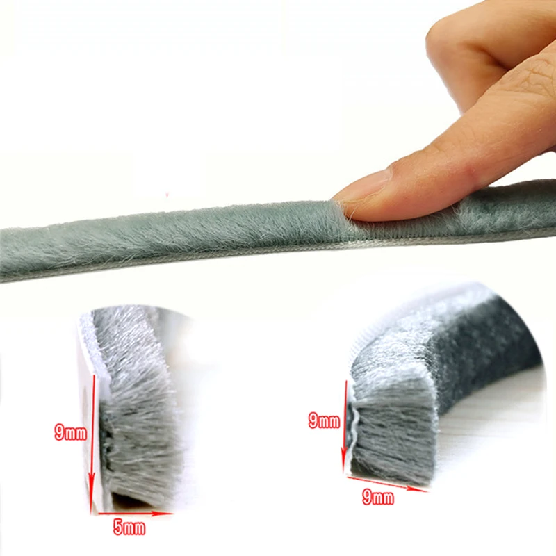 Уплотнительная лента для дверей и окон звукоизоляционная ветрозащитная щетка