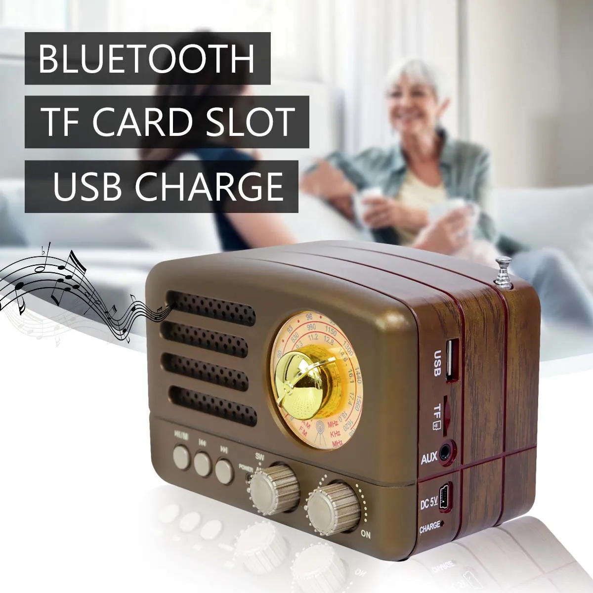 Портативный Bluetooth-динамик ретро мини-портативный винтажный Ретро-радиоприемник