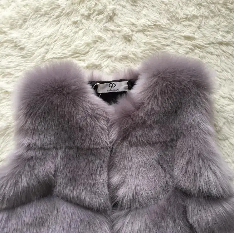 CP32 Grey Шуба из искусственного лисьего меха, женская зимняя мода, искусственный Лисий мех, пальто для женщин, зимнее теплое пальто с воротником-стойкой, куртка из лисьего меха для женщин - Цвет: CP32 Grey