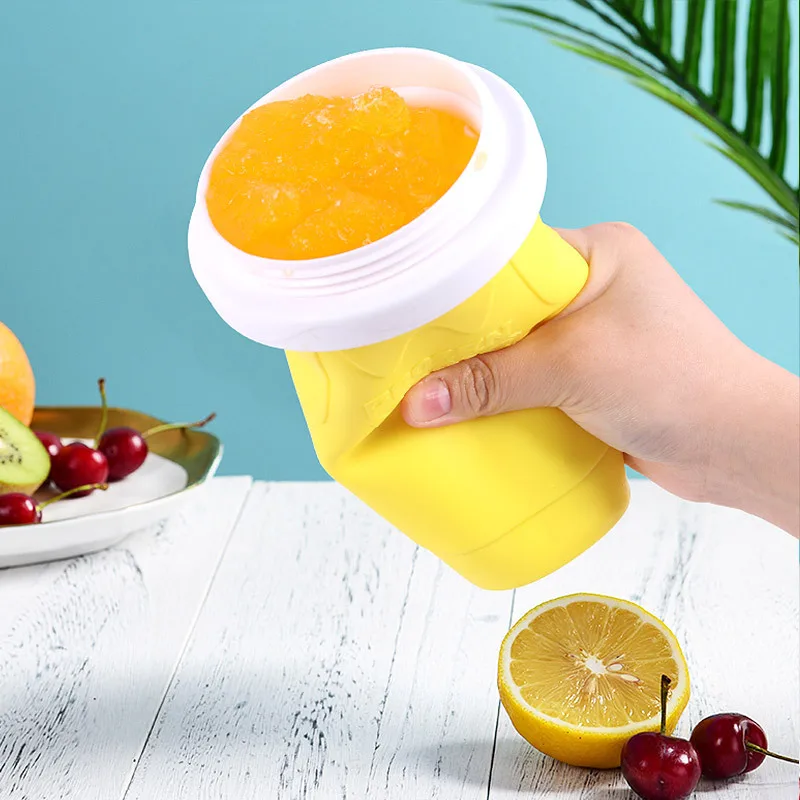 Quick-Frozen Smoothies Ice Cream Maker Cup DIY Squeeze Slushy Fruit Juice Milkshake Fast Cooling Silicone Bottle with Straw