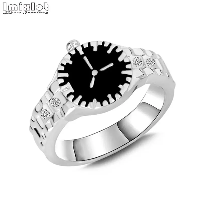 Новое поступление Модные Эмаль часы кольца для Для мужчин с серебряным покрытием