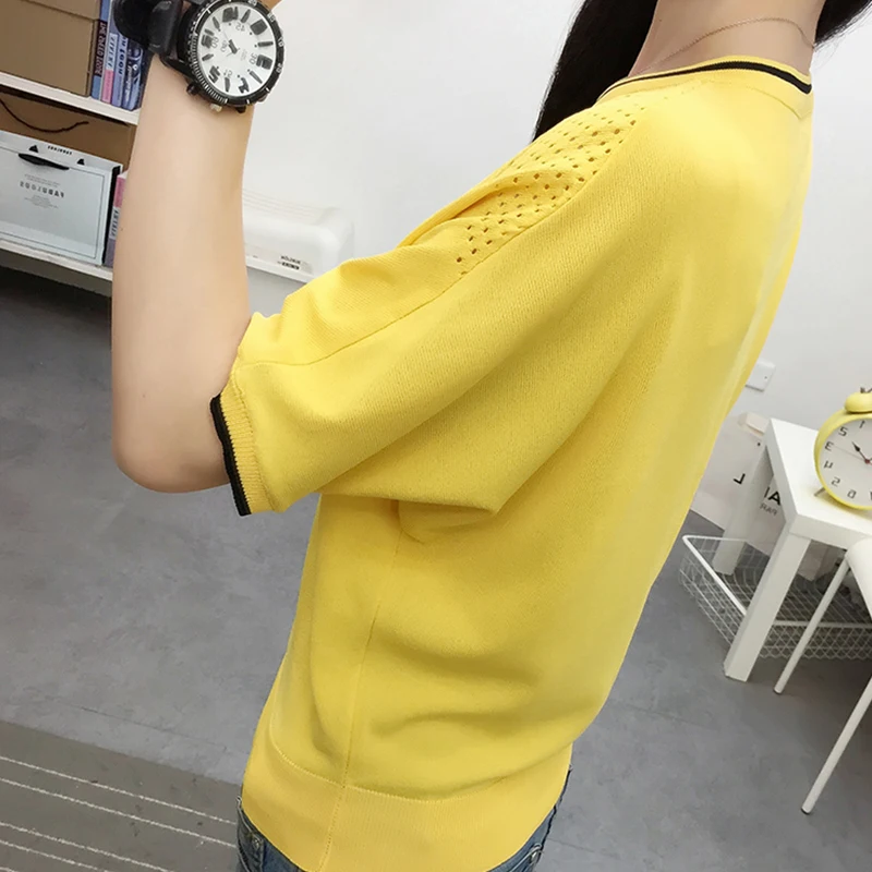 

Bat Sleeve Cotton T Shirt Patchwork T-shirt Black Tshirt Women O neck lady Clothes Tee Shirt Femme Summer