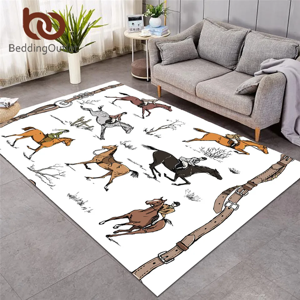 BeddingOutlet Equestrian Large Carpets for Living Room England Tradition Horse Riding Floor Mat Animal Sports Area Rug 152x244cm