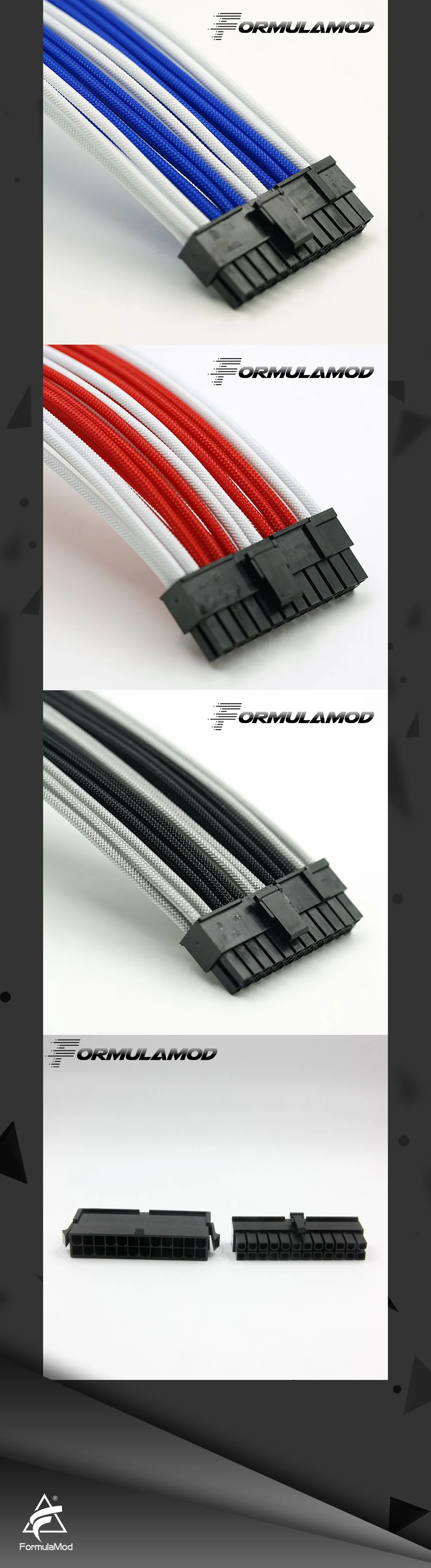 FormulaMod Fm-ATX24P-D, ATX 24Pin материнская плата удлинитель, 18AWG 24Pin многоцветные соответствующие кабели расширения