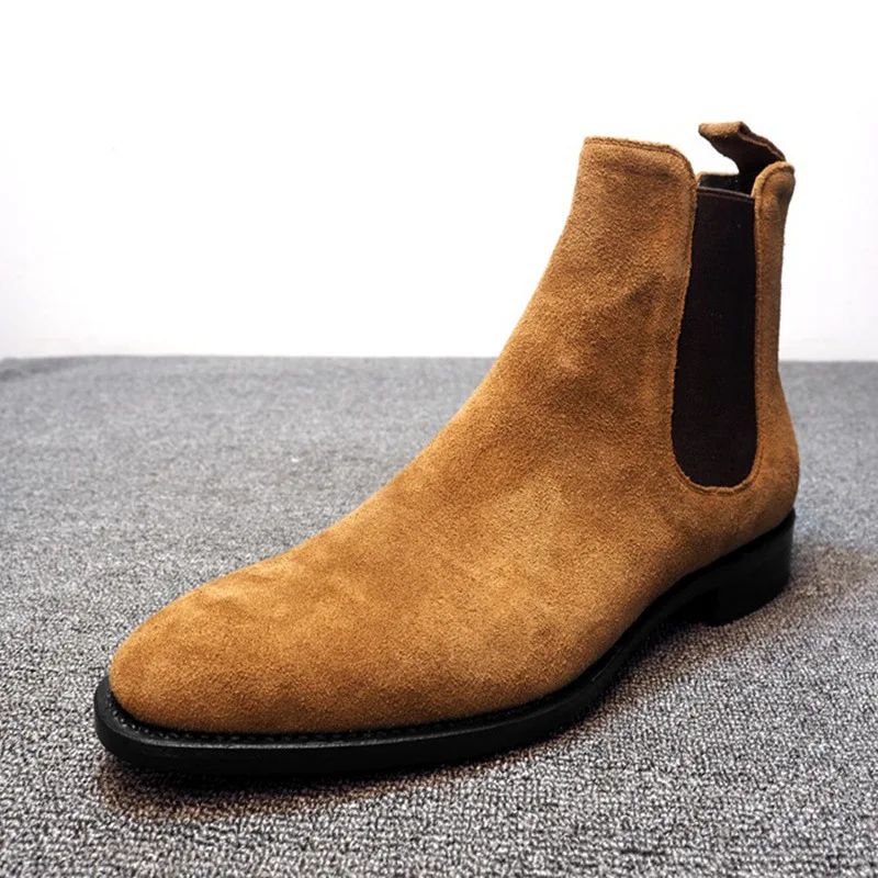 

Tooling Men's Boots Mens Leisure Comfortable Chelsea Boots Retro Pointed High-Top Suede Leather 2021 New Ankle Boots for Men 2A