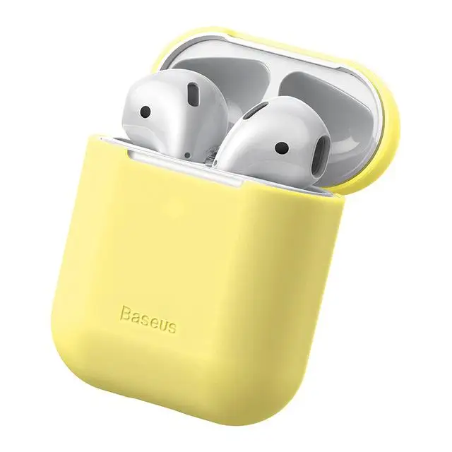 Чехол Baseus для наушников AirPods 1 2, разноцветный силиконовый чехол для Air Pods, чехол, противоударный защитный чехол, чехол для Airpod - Цвет: Yellow