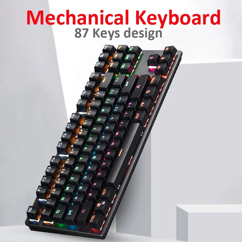 USB Wired Gaming Keyboard 87 Keys Computer Mechanical With Backlight Waterproof Dustproof Game For Laptop PC | Компьютеры и офис