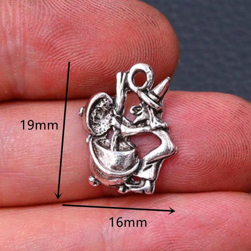 8 шт. Посеребренная 3D черная волшебная ведьма кулон ожерелье на Хэллоуин брелок