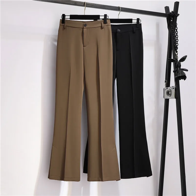 Брюки женские драпированные с разрезом повседневные штаны высокой талией брюки