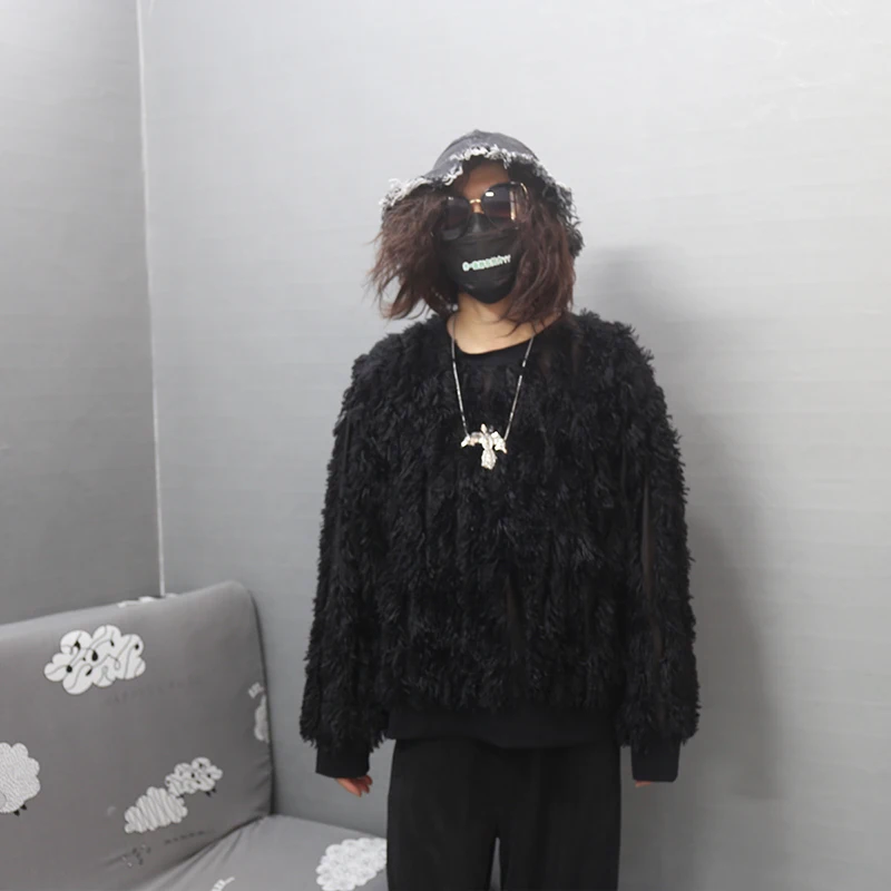 Осенне зимний новый свободный и плотный плюшевый свитер с круглым вырезом