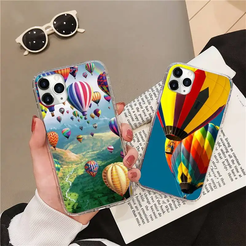 

Landscape sports hot air balloon Phone Case Transparent soft For iphone 12 11 13 7 8 6 s plus x xs xr pro max mini