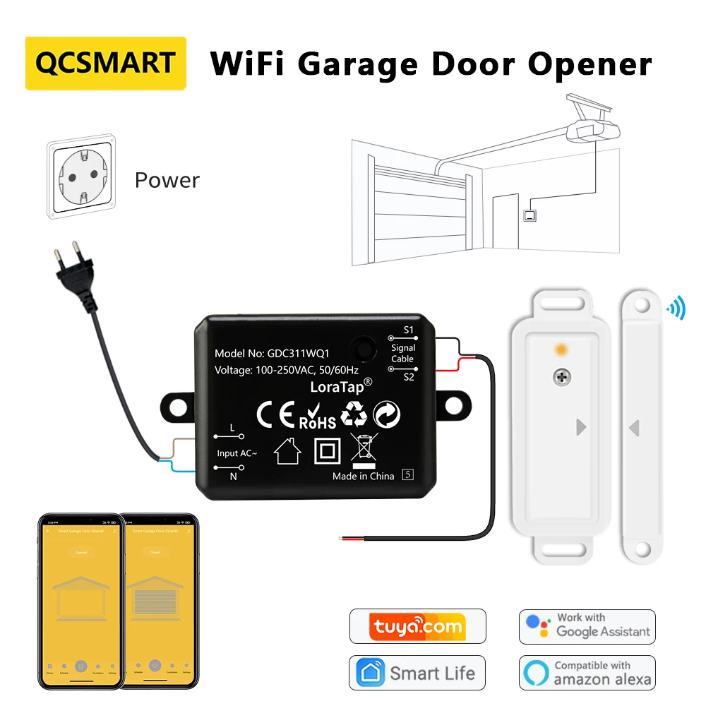 Беспроводной датчик открывания гаражной двери QCSMART Tuya дистанционное управление