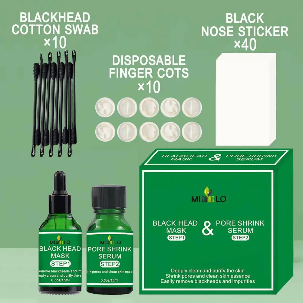 

Blackhead Remover Kit Pore Serum Face Sheet Mask Shrink Pore Acne Treatment Moisturizing Firm Brighten T Zone Skin Care Essence