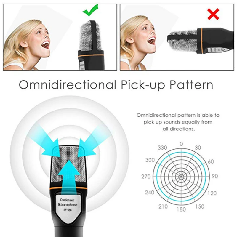 Конденсаторный микрофон для записи штекер 3 5 мм настольный штатив домашняя