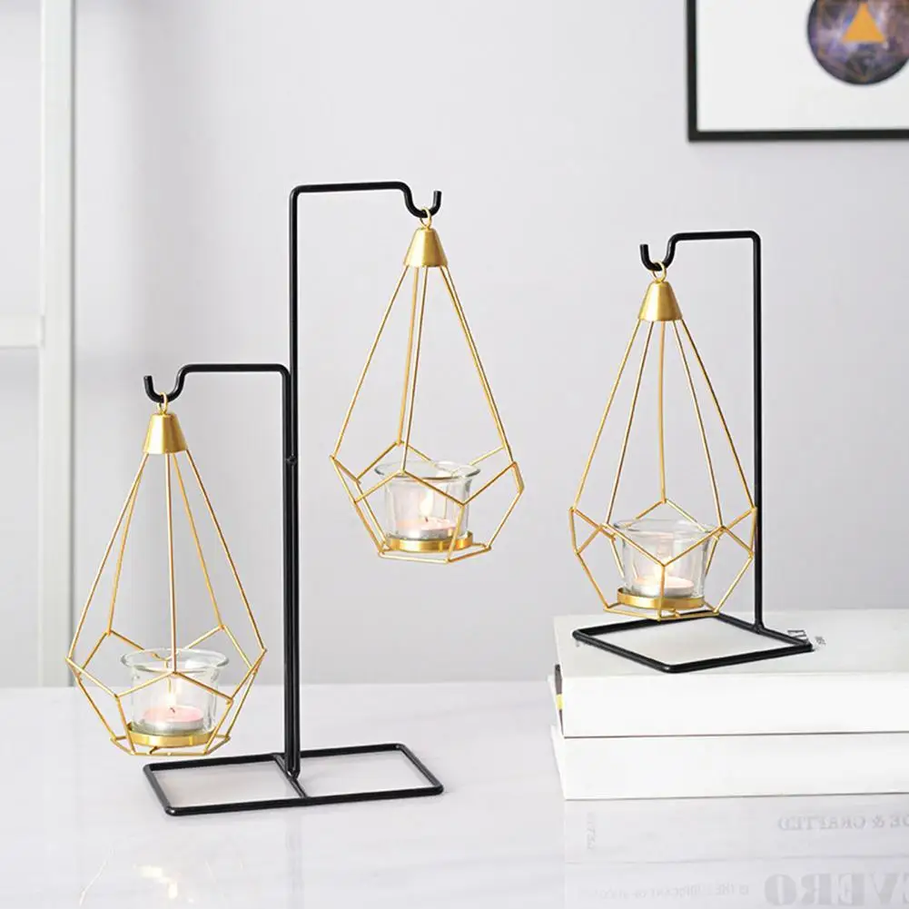 

Creative Nordic Style Eco-friendly Geometric Wrought Iron Candlestick for Office Iron Candlestick Iron Candle Holder