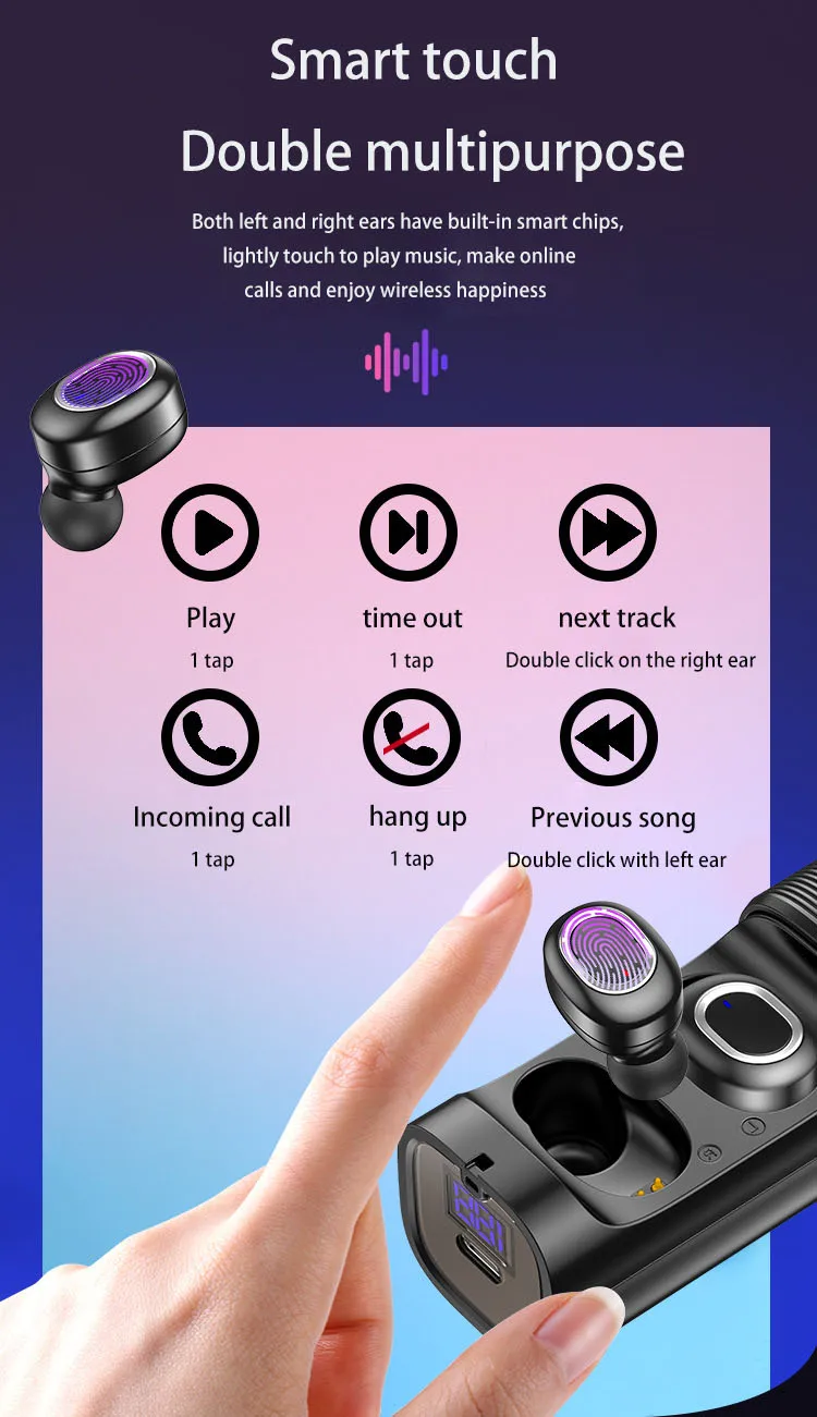 

Wireless Earphones TWS Bluetooth Headphones With Microphone Stereo Earbuds TG909 Headphones 500mAh 5H True Wireless Headsets