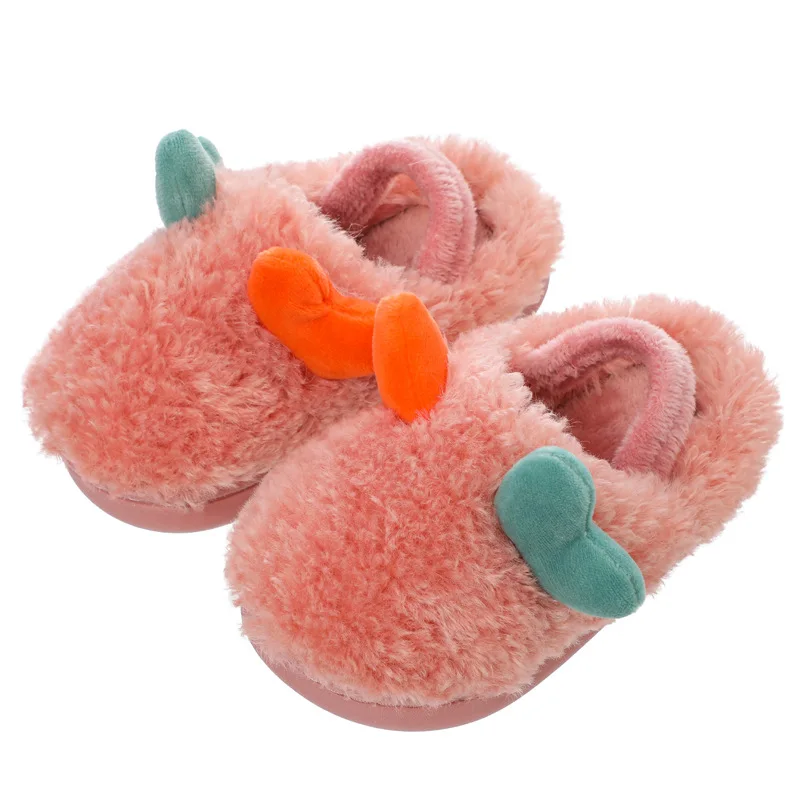 

Winter Baby Home Slippers Plush Warm 1-4 Year Boys Girls Cotton Shoes Indoor Anti-Slip Kids Cartoon Furry Slides Soft Bottom