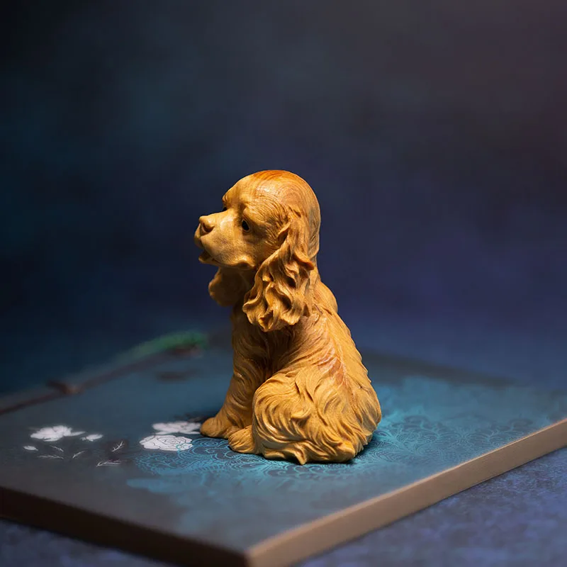 7 5 см щенок кокер спаниель мини платье с изображением собаки статуя древесины