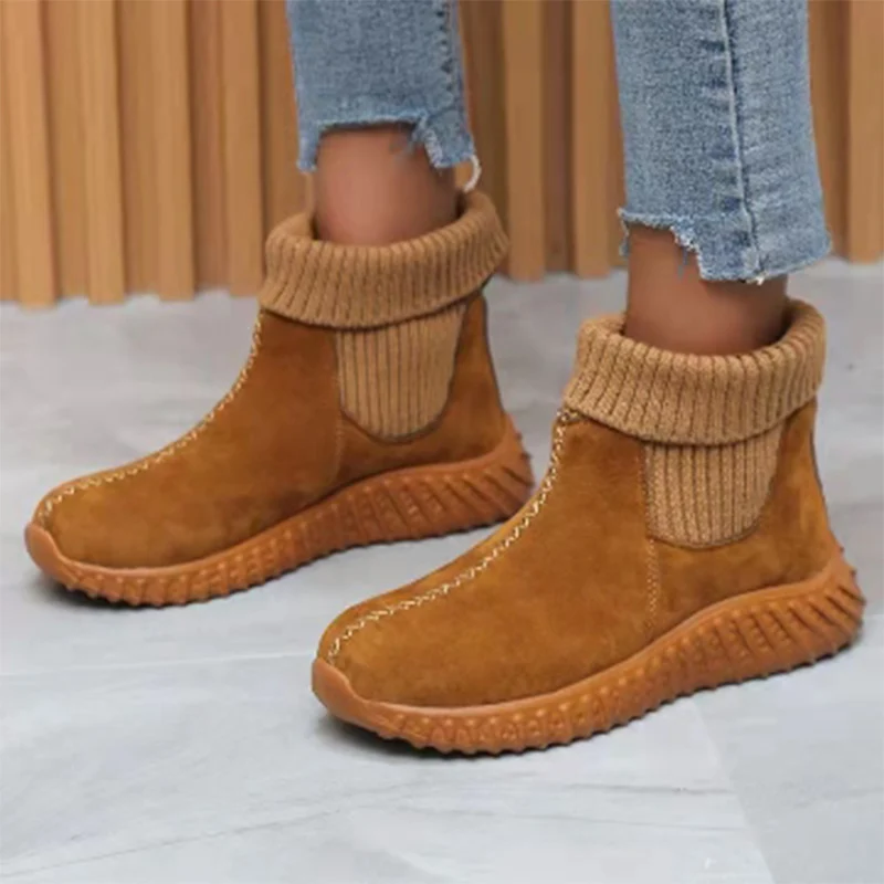 

Женские зимние эластичные ботинки-носки, теплые женские ботильоны с тканевой подкладкой, уличные противоскользящие дамские ботинки, новое ...