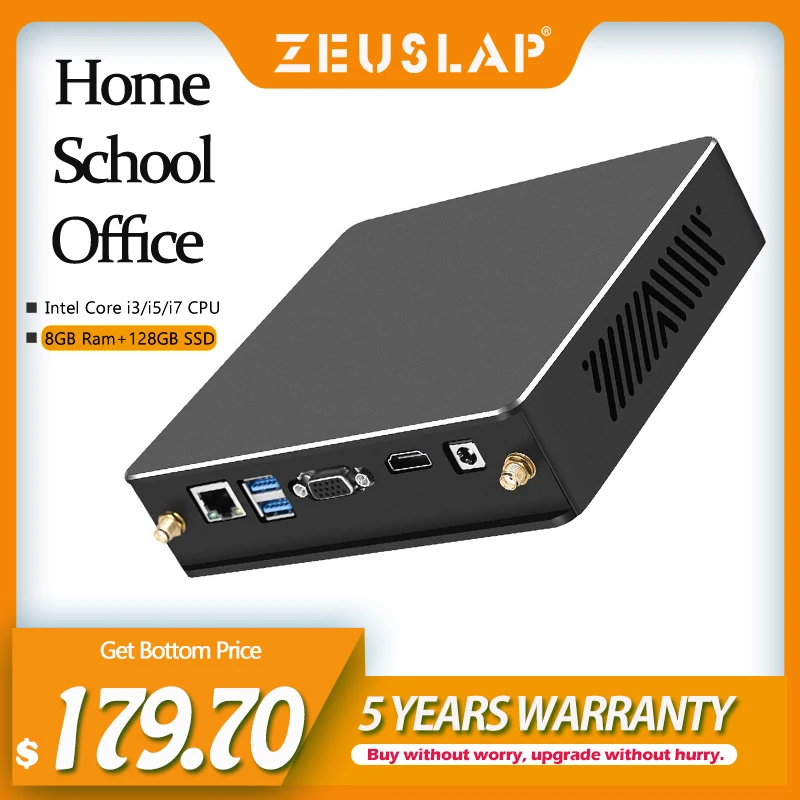 Мини ПК Intel Core i3/i5/i7 8 Гб RAM 128 SSD HDMI совместимый VGA двойной выход Win10 система