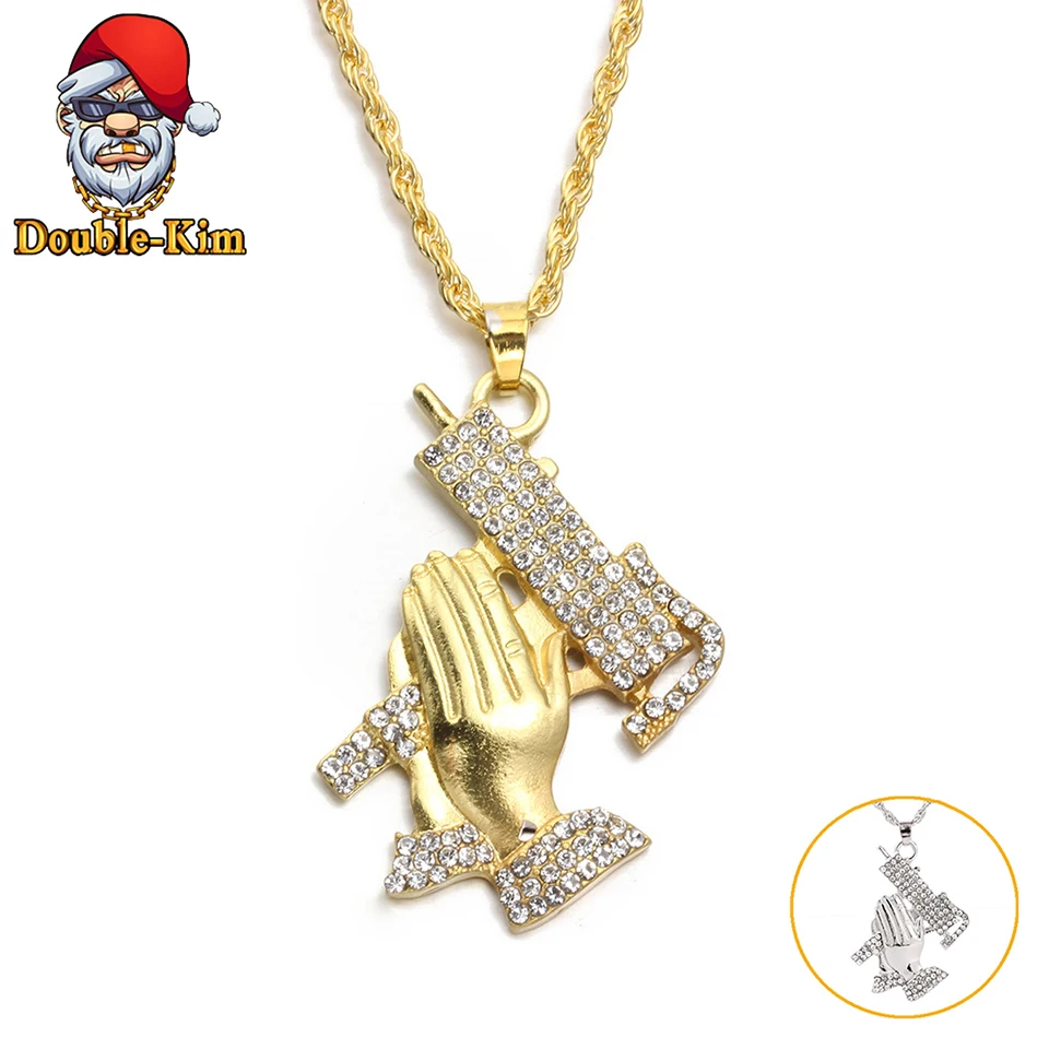 Цепочка с подвеской молитвенные руки за мир ожерелье из циркония в стиле хип-хоп