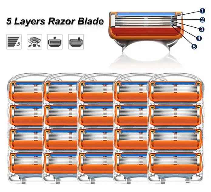 Безопасные бритвенные лезвия 5 слоев сменные головки подходит для Gillette Fusion5 Proglide