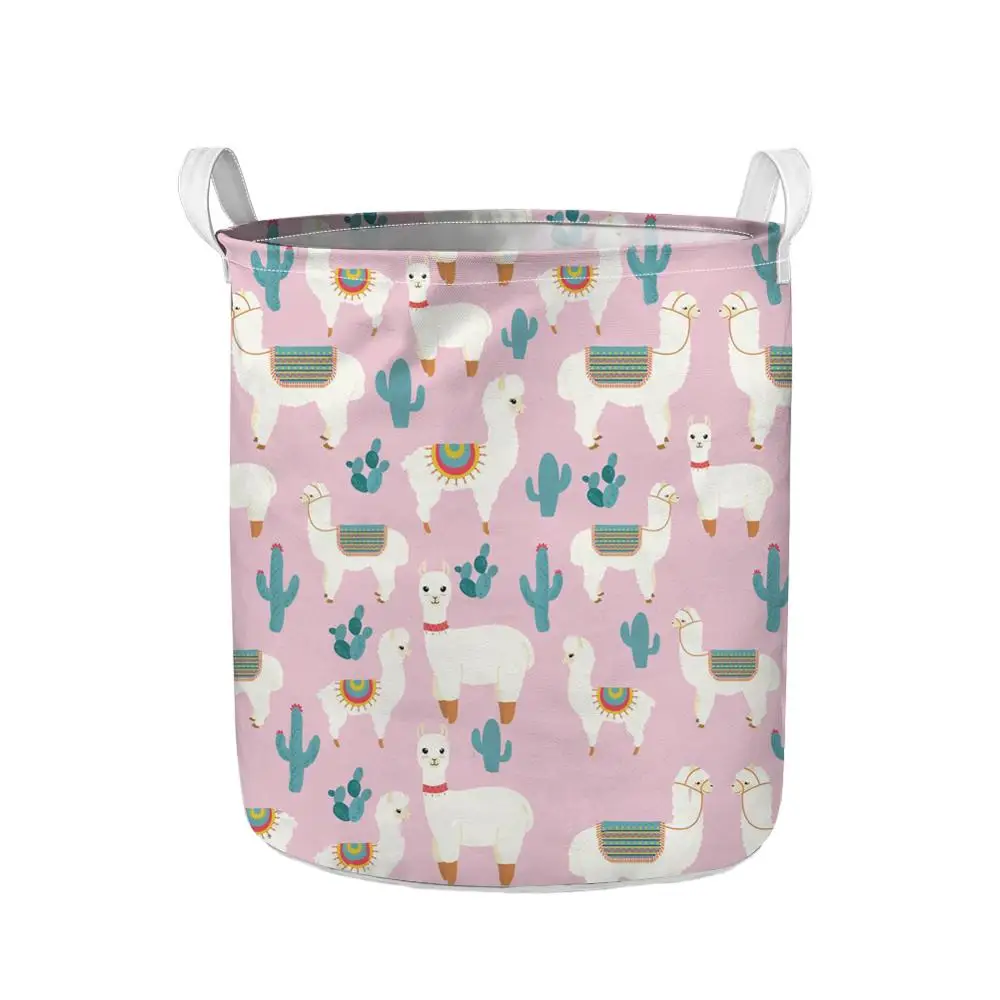 

Cactus Alpaca Llama Print Large Capacity Laundry Hamper Dirty Clothes Storage Basket Foldable Waterproof Household Organizer