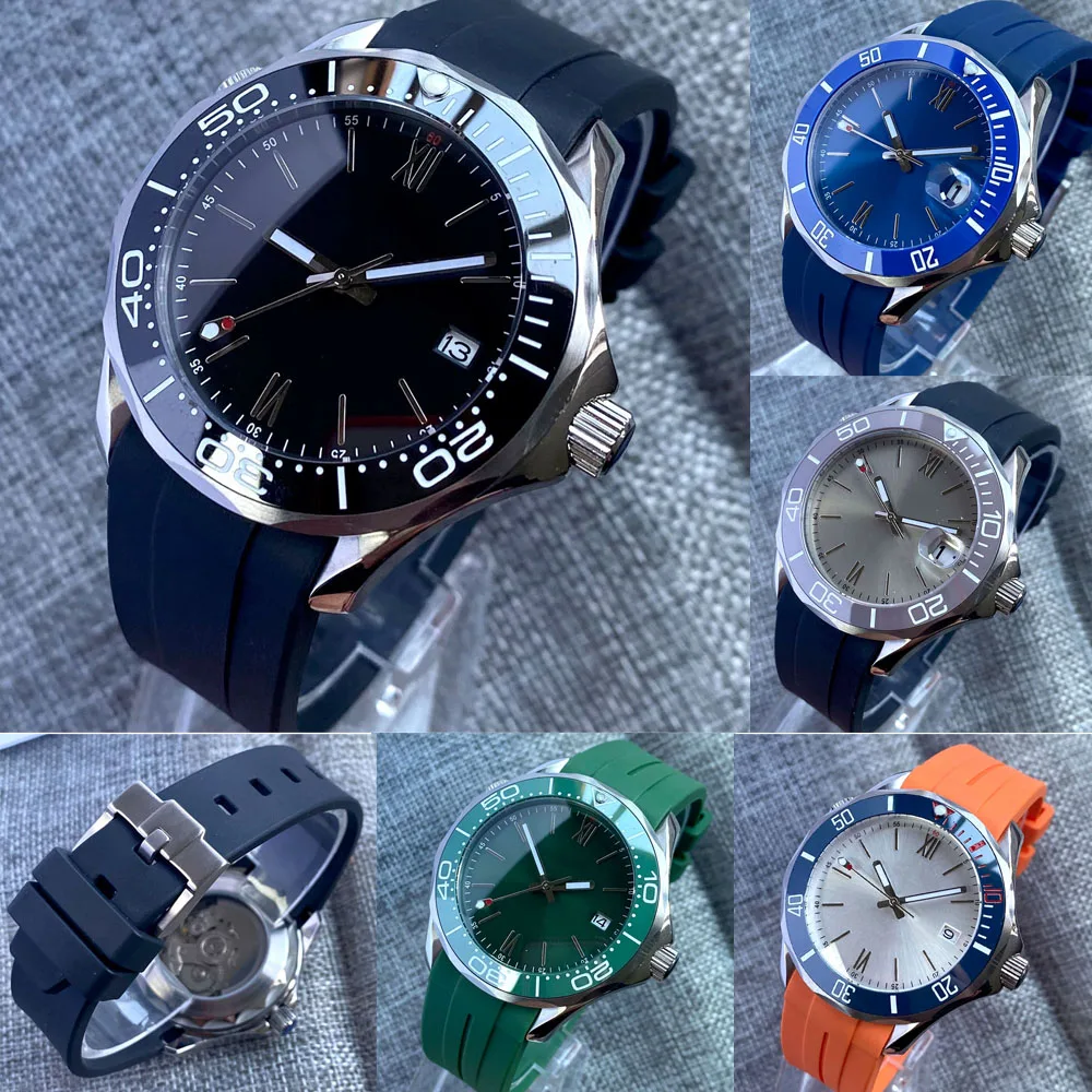 

Bliger 41mm NH35A Sterile Black Dial Automatic Men's Watch Sapphire Glass Unidirectional Bezel Cured End Rubber Band